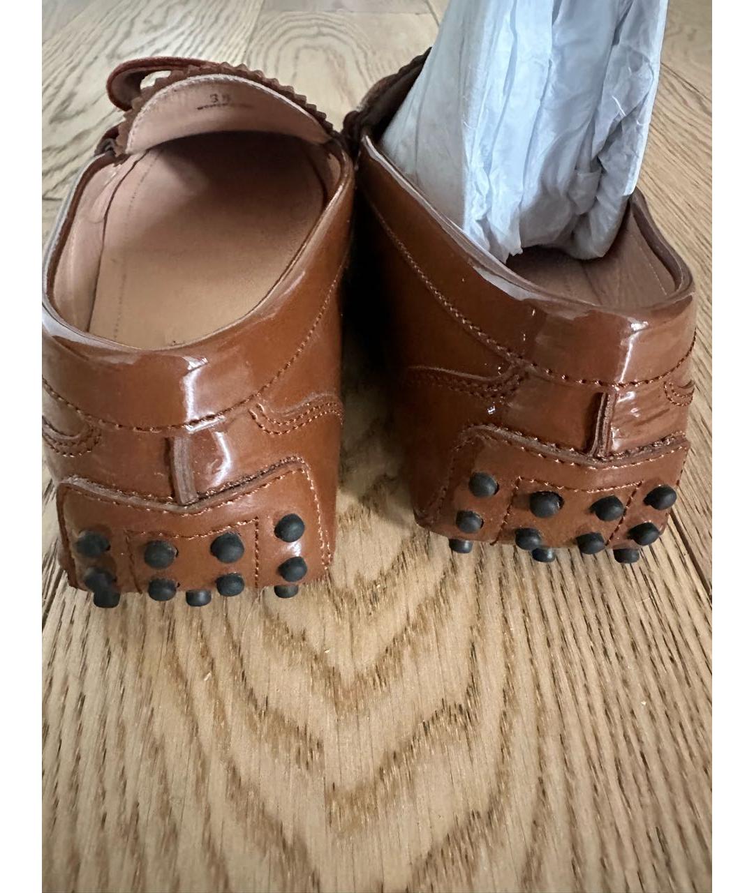 TOD'S Коричневые мокасины из лакированной кожи, фото 3