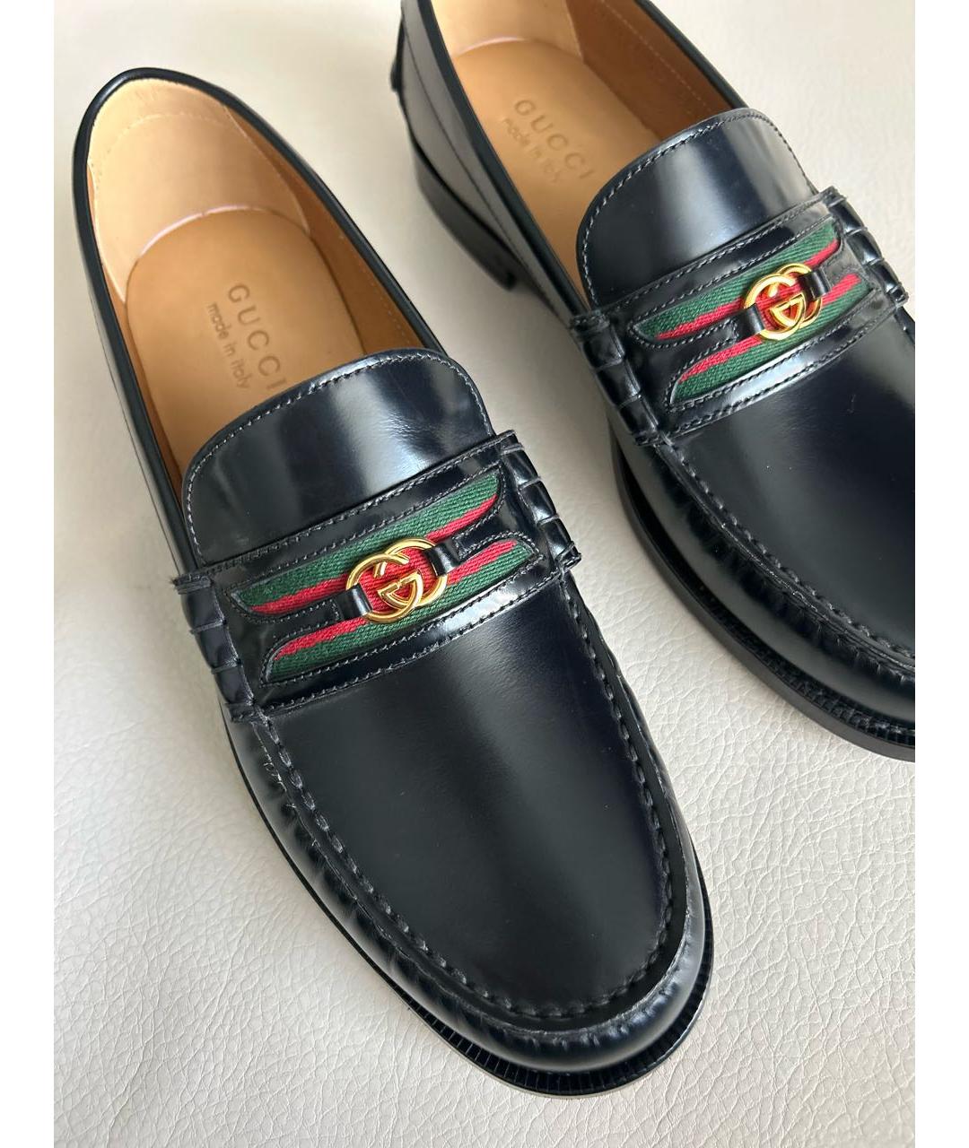 GUCCI Черные кожаные лоферы, фото 6