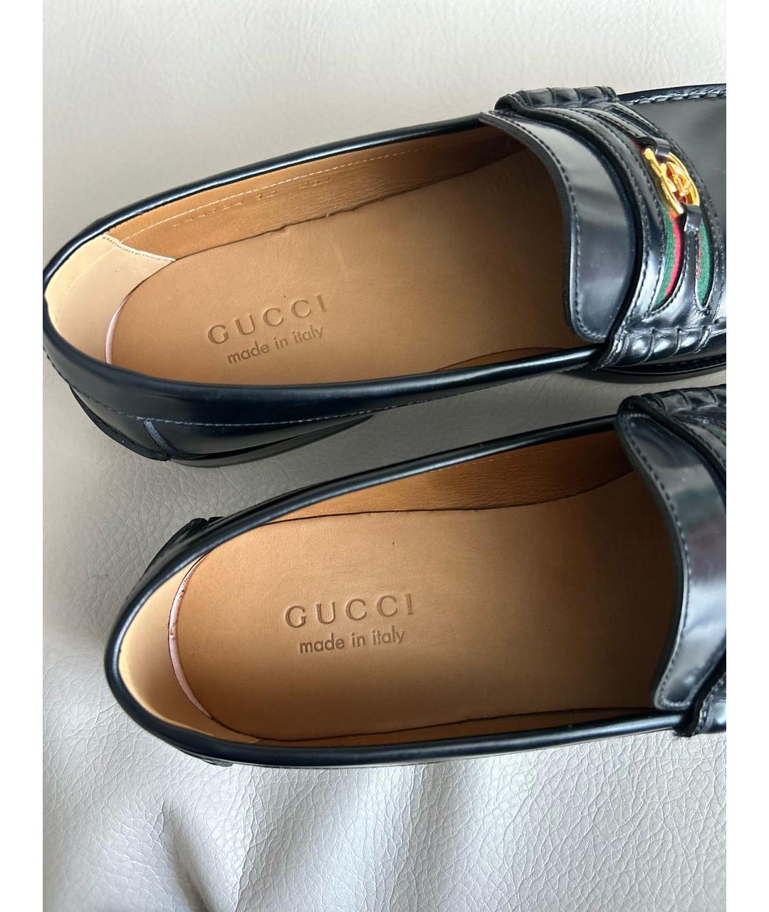 GUCCI Черные кожаные лоферы, фото 5