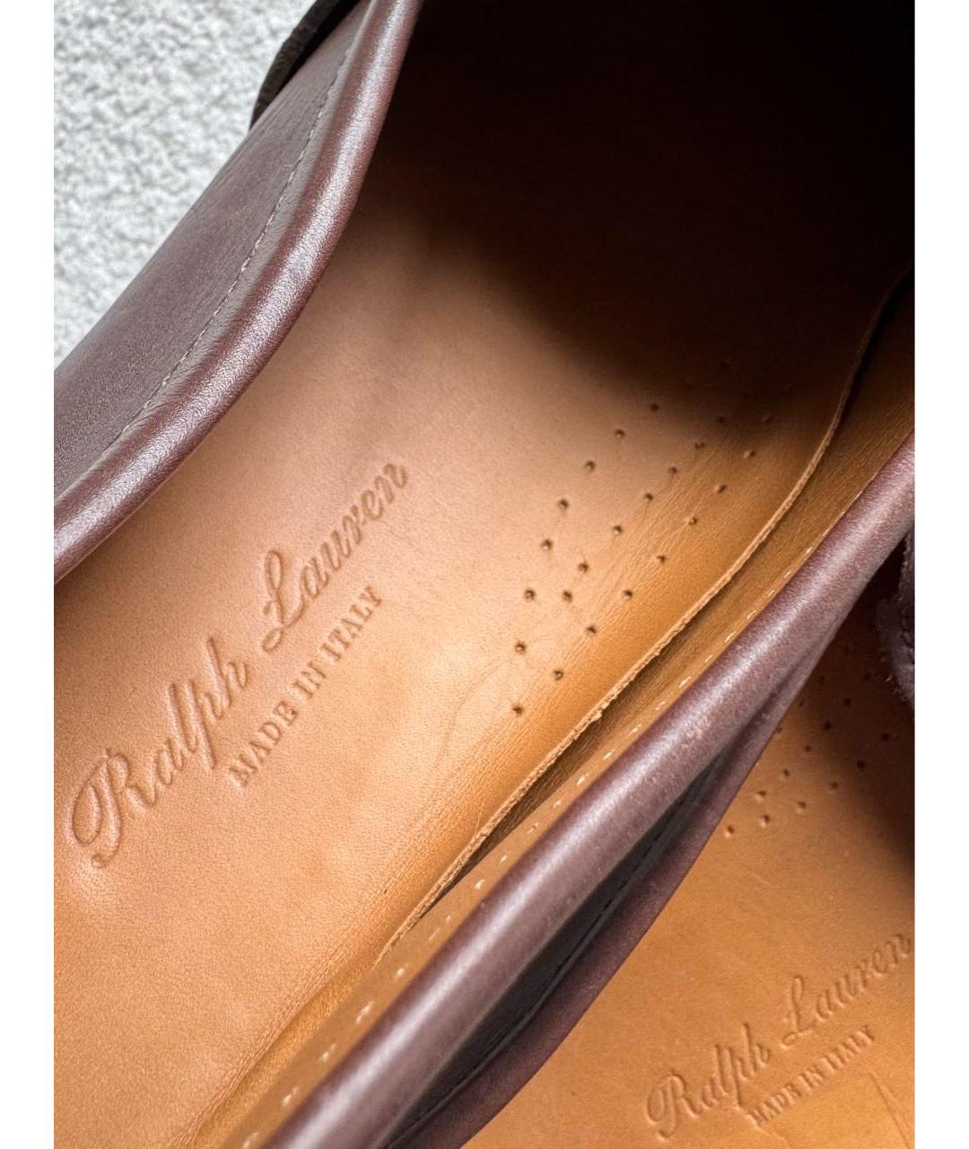 RALPH LAUREN PURPLE LABEL Коричневые кожаные мокасины, фото 6