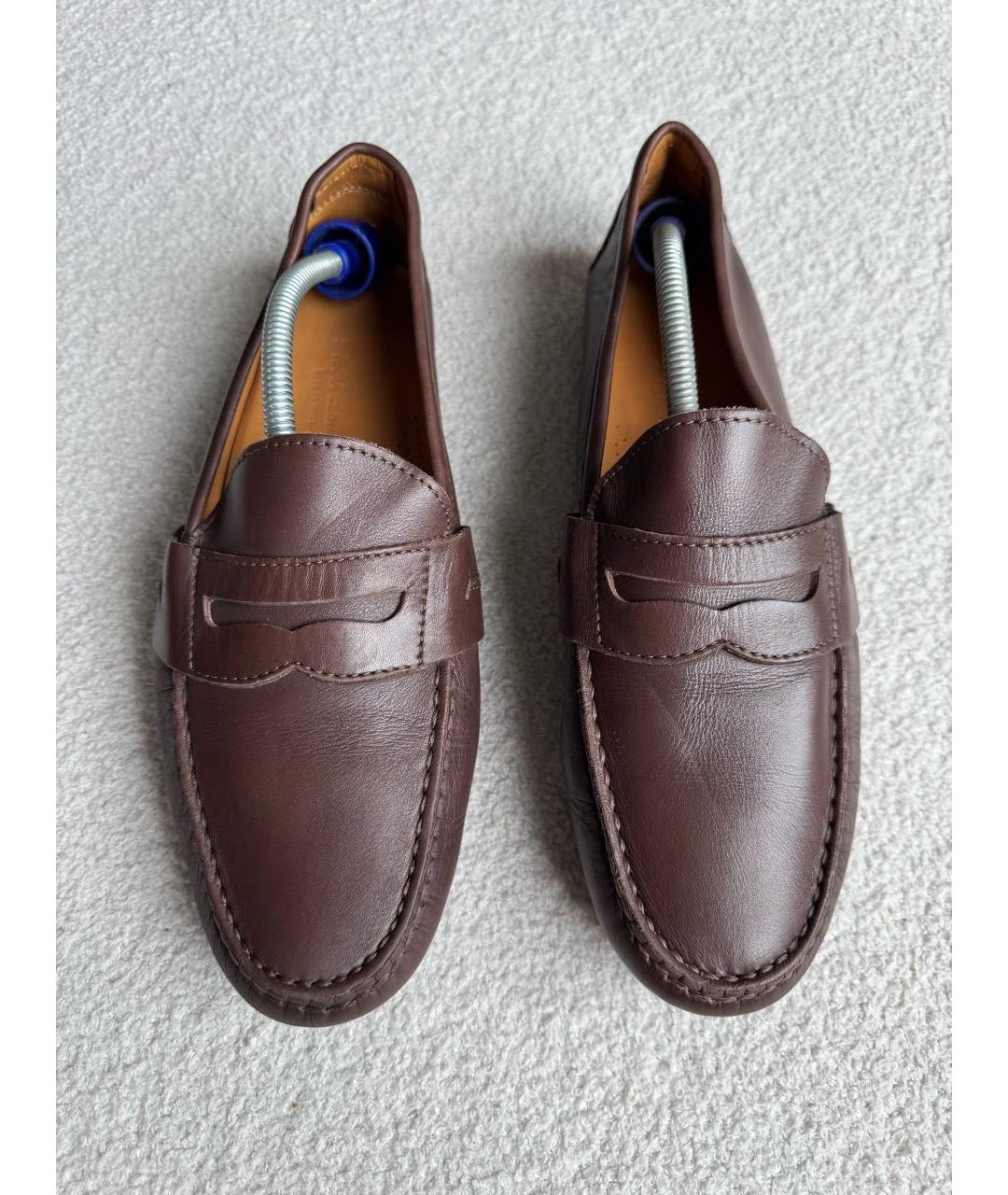 RALPH LAUREN PURPLE LABEL Коричневые кожаные мокасины, фото 2