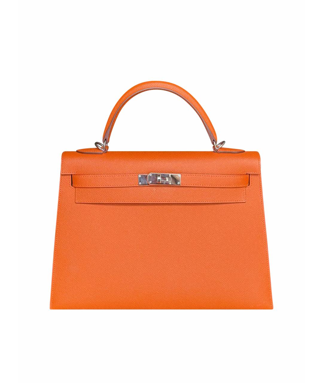 HERMES Оранжевая кожаная сумка тоут, фото 1