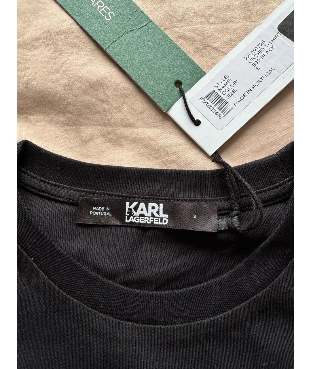 KARL LAGERFELD Черная хлопковая футболка, фото 3