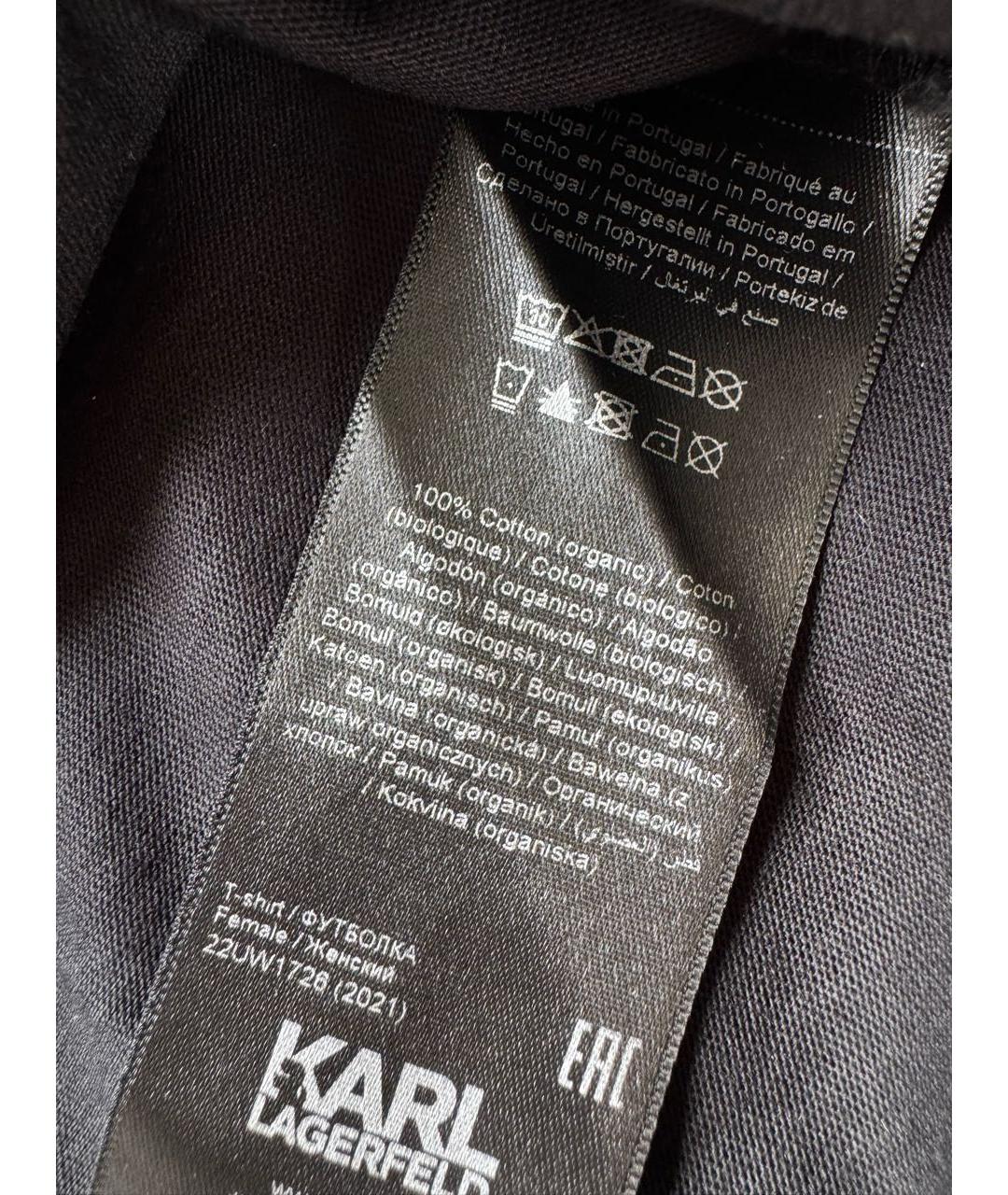 KARL LAGERFELD Черная хлопковая футболка, фото 4