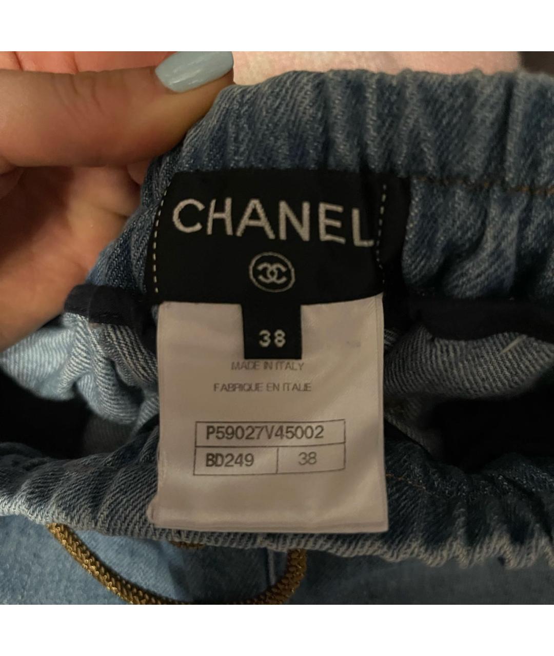 CHANEL Голубые деним шорты, фото 3