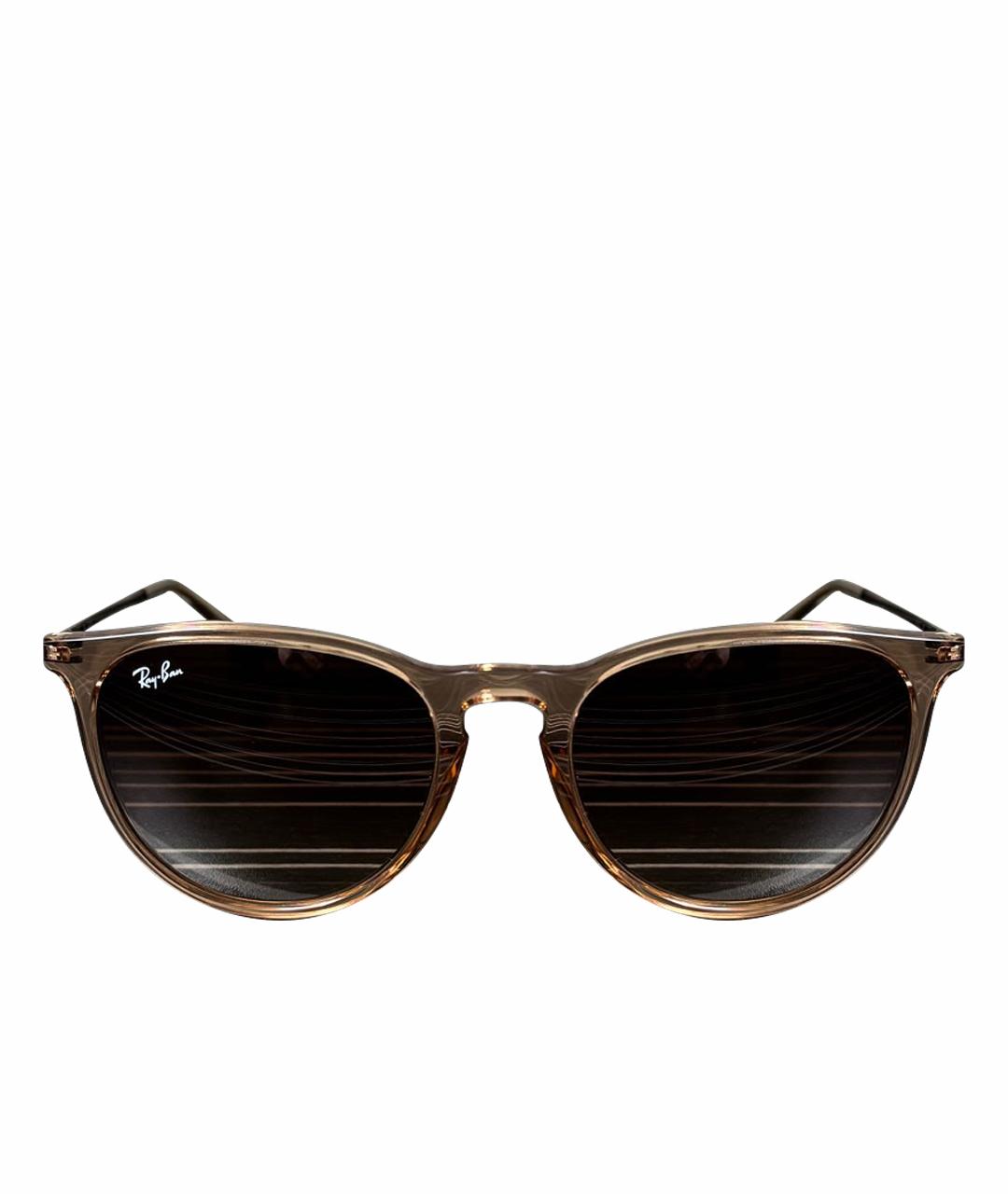 RAY BAN Коричневые пластиковые солнцезащитные очки, фото 1