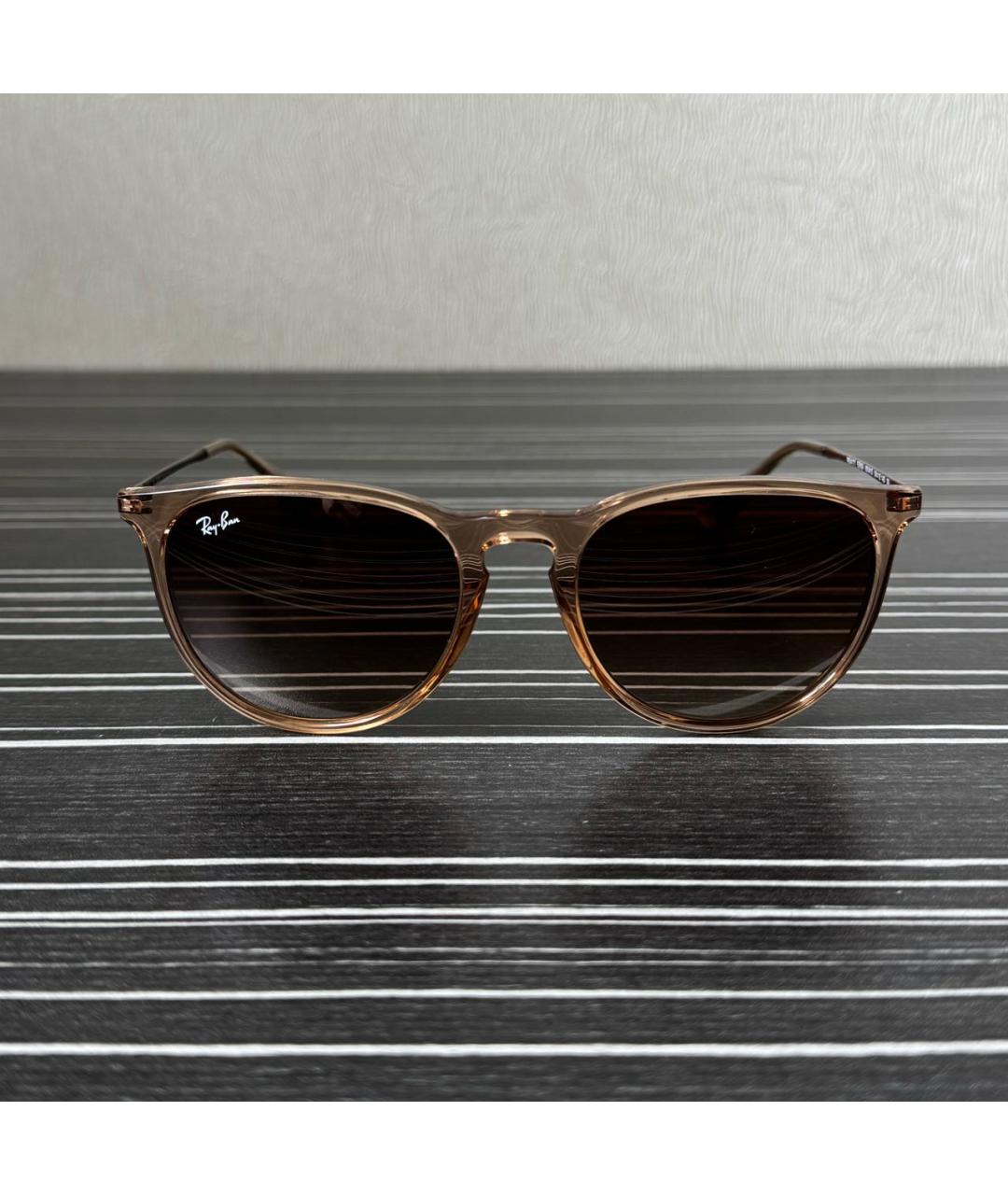 RAY BAN Коричневые пластиковые солнцезащитные очки, фото 6