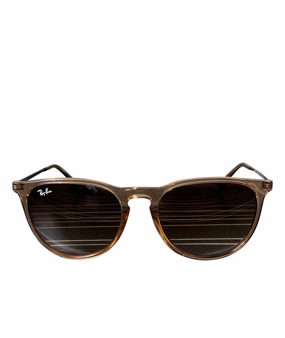 RAY BAN Коричневые пластиковые солнцезащитные очки, фото 1