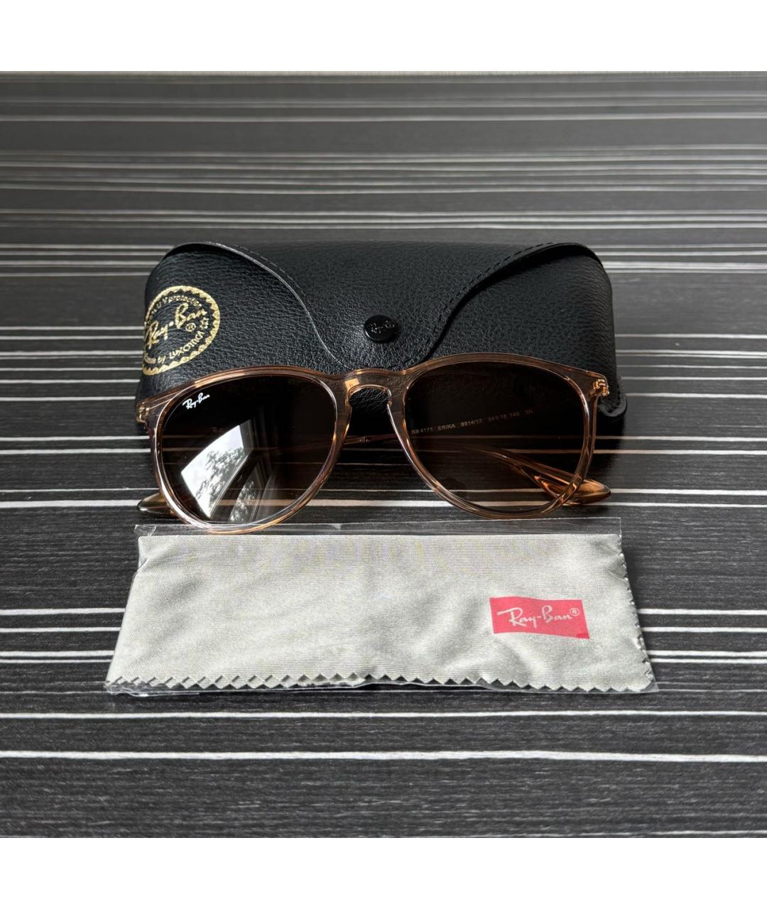 RAY BAN Коричневые пластиковые солнцезащитные очки, фото 5