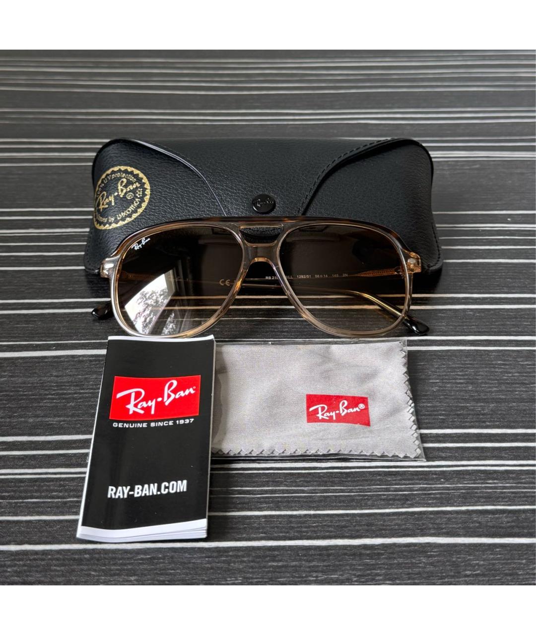 RAY BAN Коричневые пластиковые солнцезащитные очки, фото 5