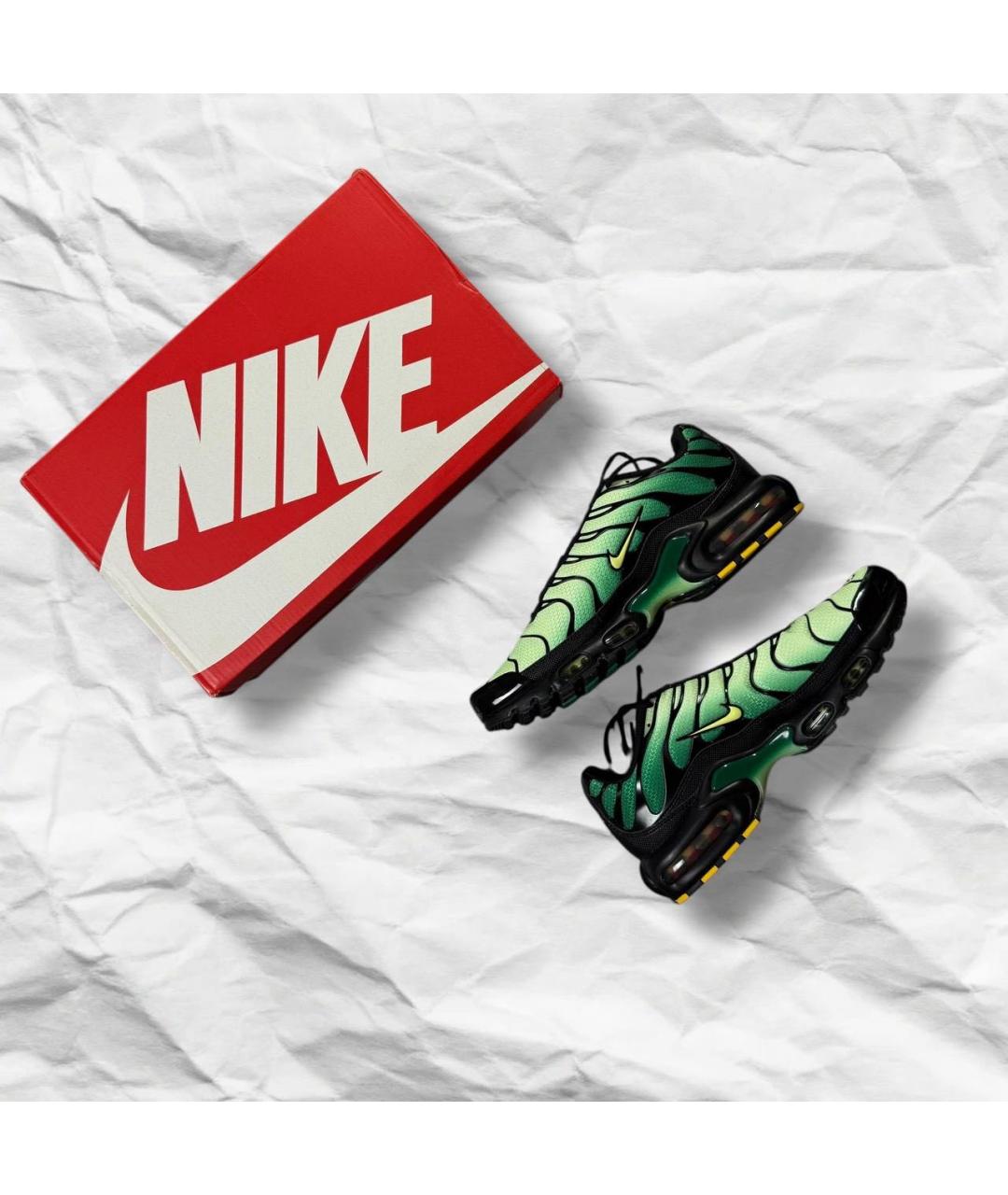 NIKE Зеленые кожаные низкие кроссовки / кеды, фото 2