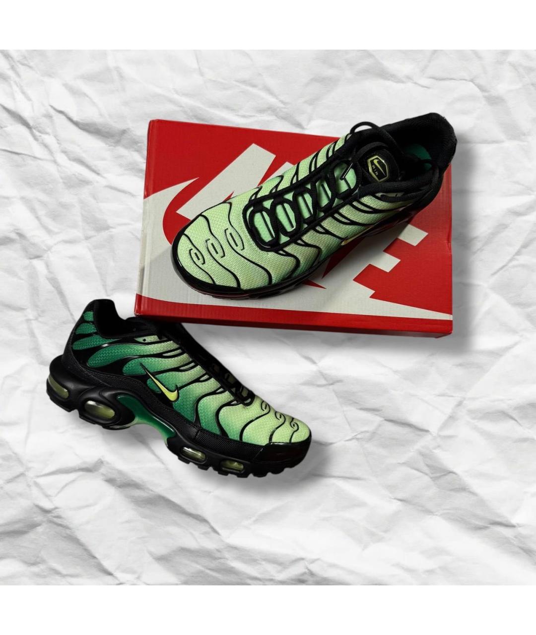 NIKE Зеленые кожаные низкие кроссовки / кеды, фото 3