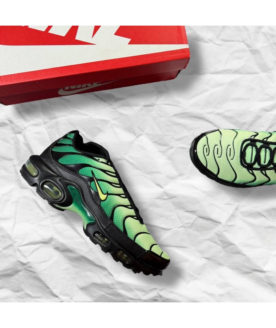 NIKE Зеленые кожаные низкие кроссовки / кеды, фото 5