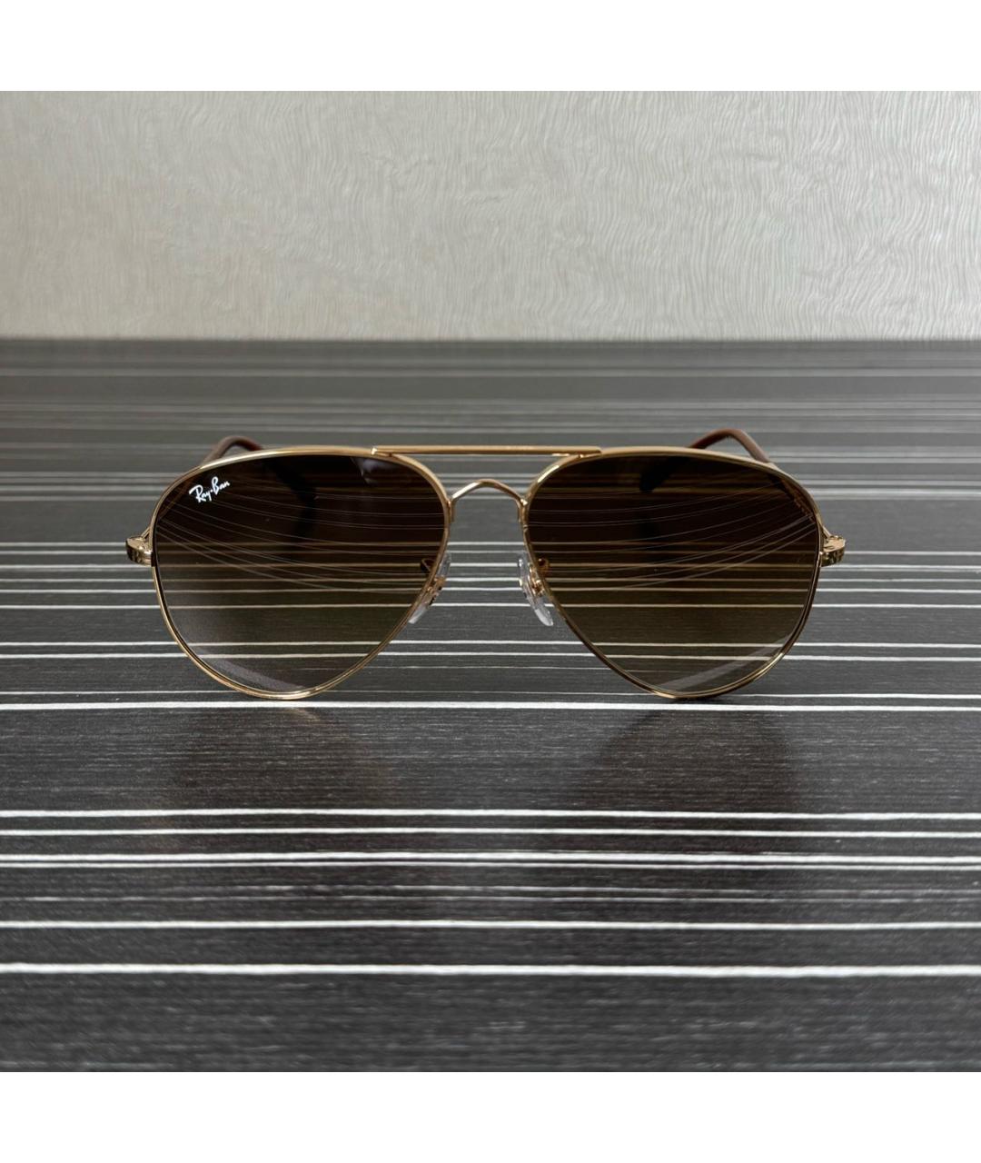 RAY BAN Золотые металлические солнцезащитные очки, фото 5