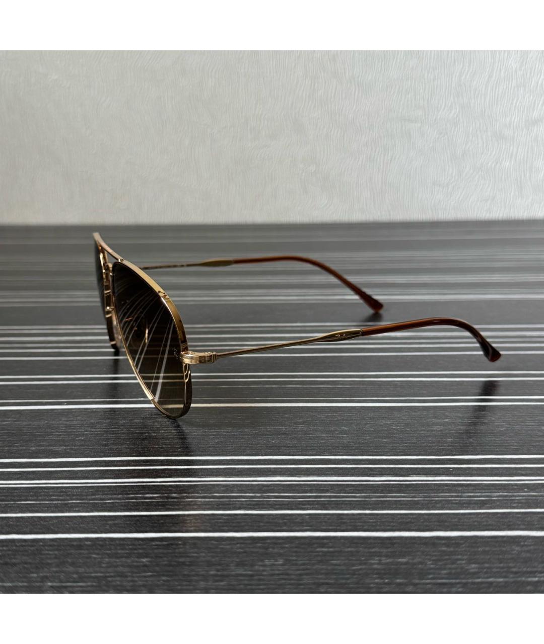RAY BAN Золотые металлические солнцезащитные очки, фото 2