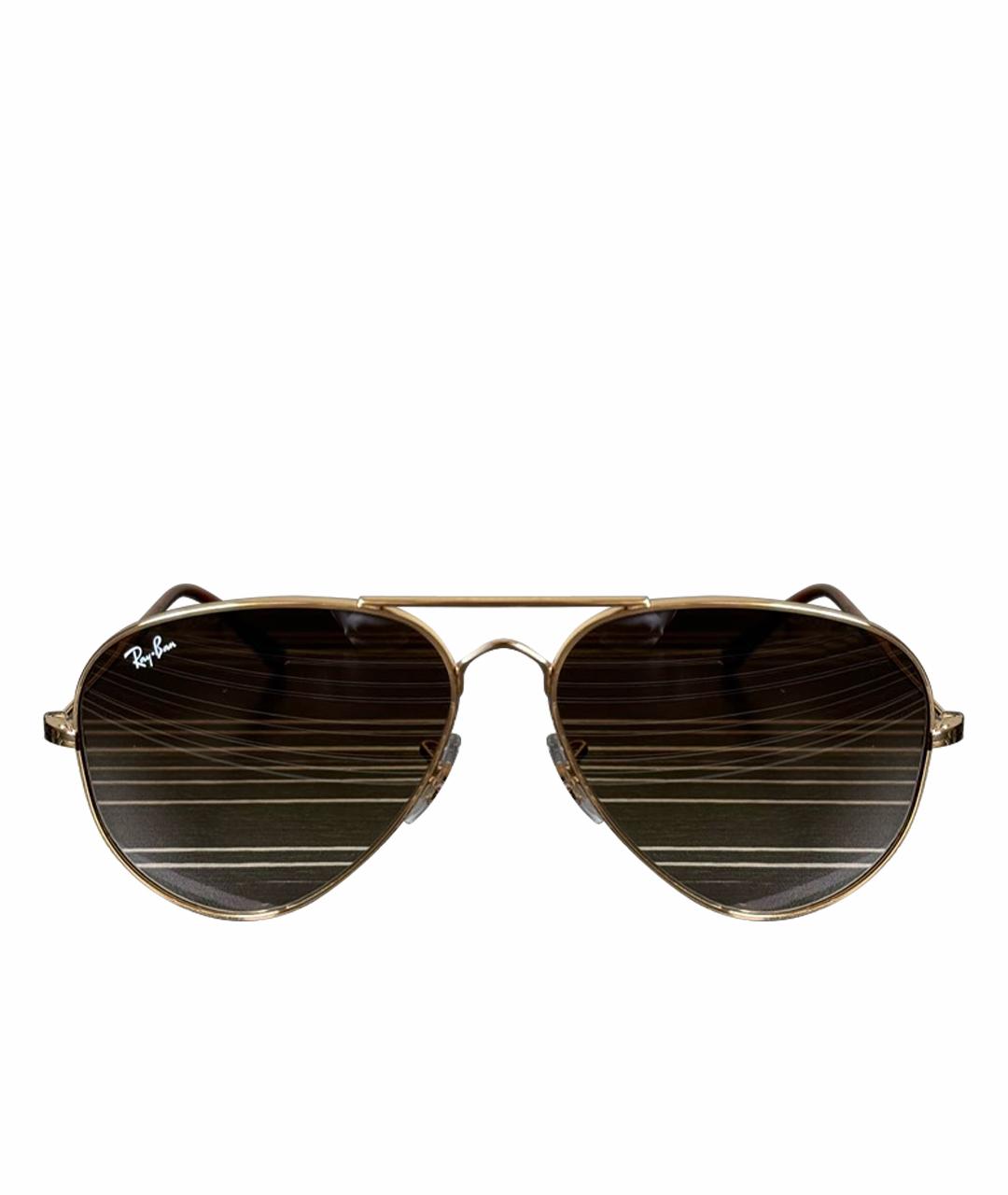 RAY BAN Золотые металлические солнцезащитные очки, фото 1