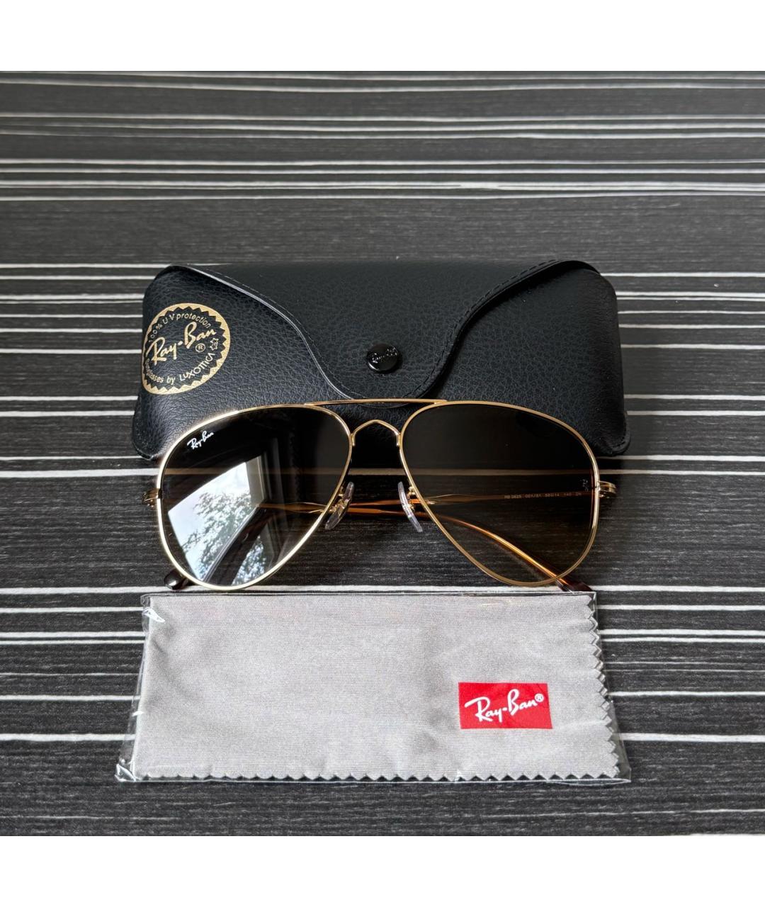 RAY BAN Золотые металлические солнцезащитные очки, фото 4