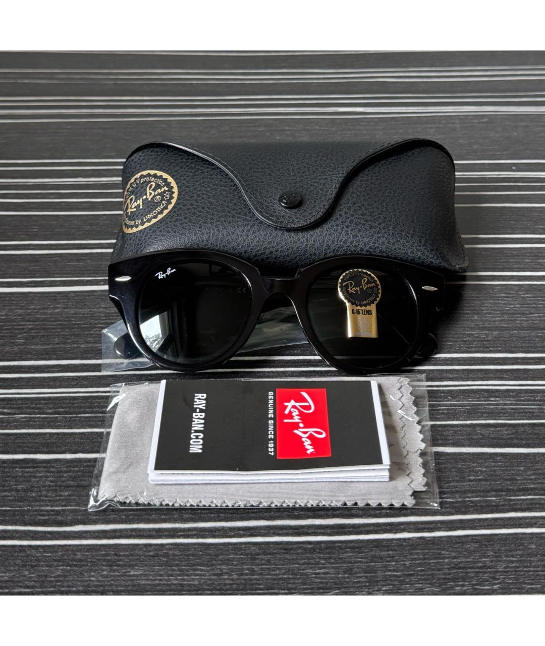 RAY BAN Черные пластиковые солнцезащитные очки, фото 4