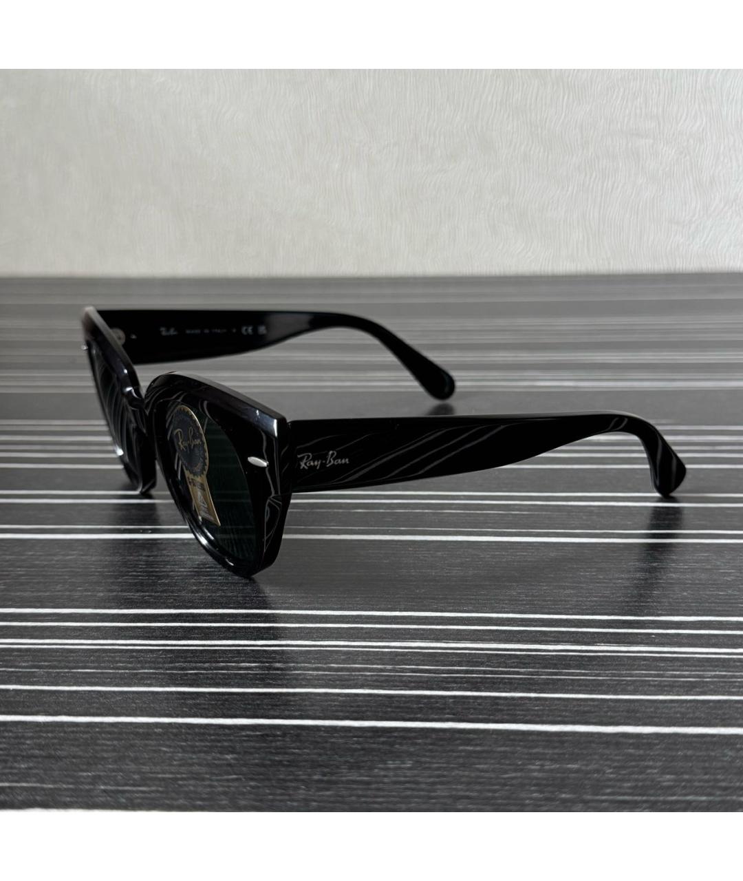 RAY BAN Черные пластиковые солнцезащитные очки, фото 2