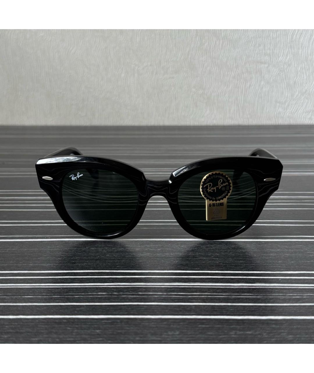 RAY BAN Черные пластиковые солнцезащитные очки, фото 5