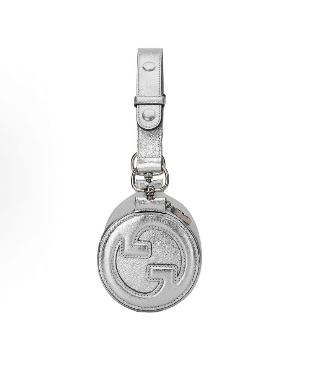 GUCCI Серебряная кожаная сумка с короткими ручками, фото 4