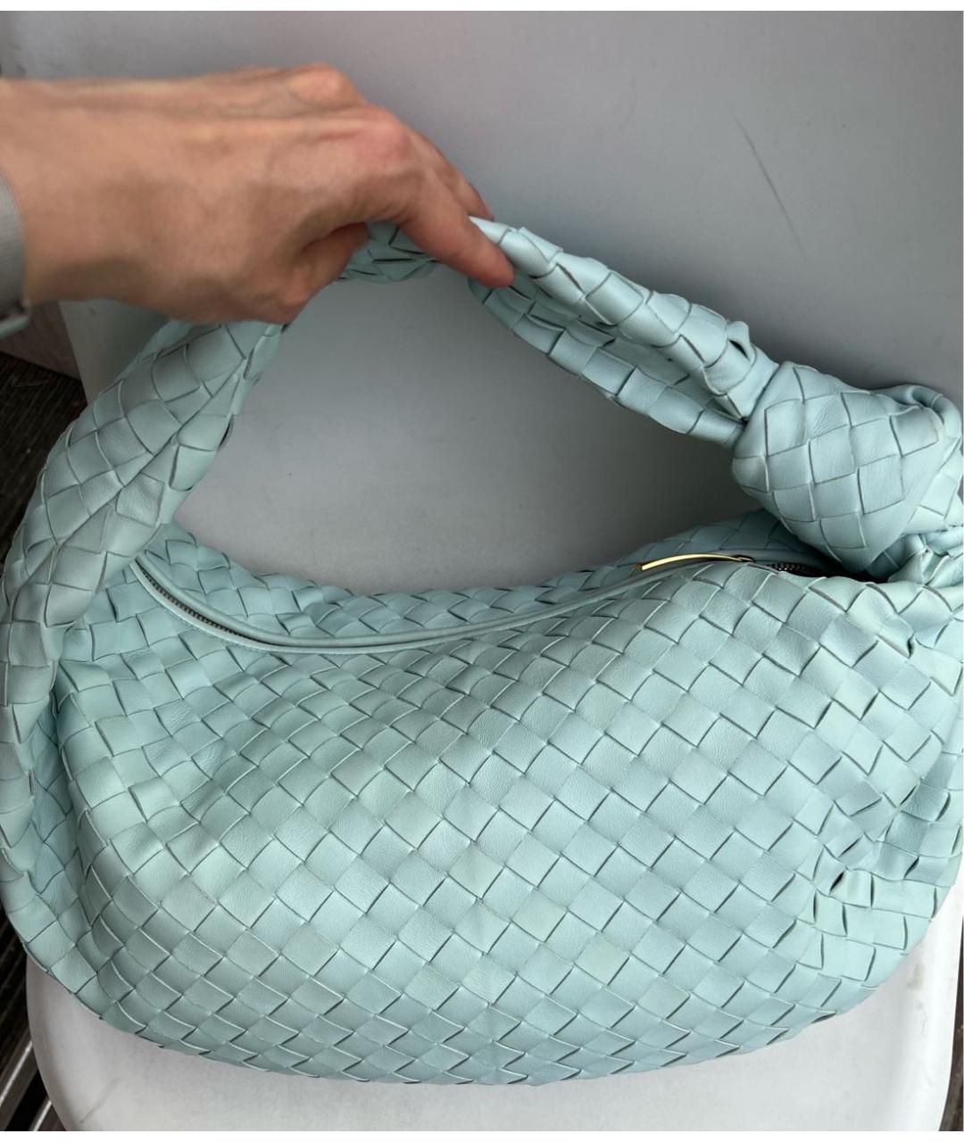 BOTTEGA VENETA Голубая кожаная сумка с короткими ручками, фото 3