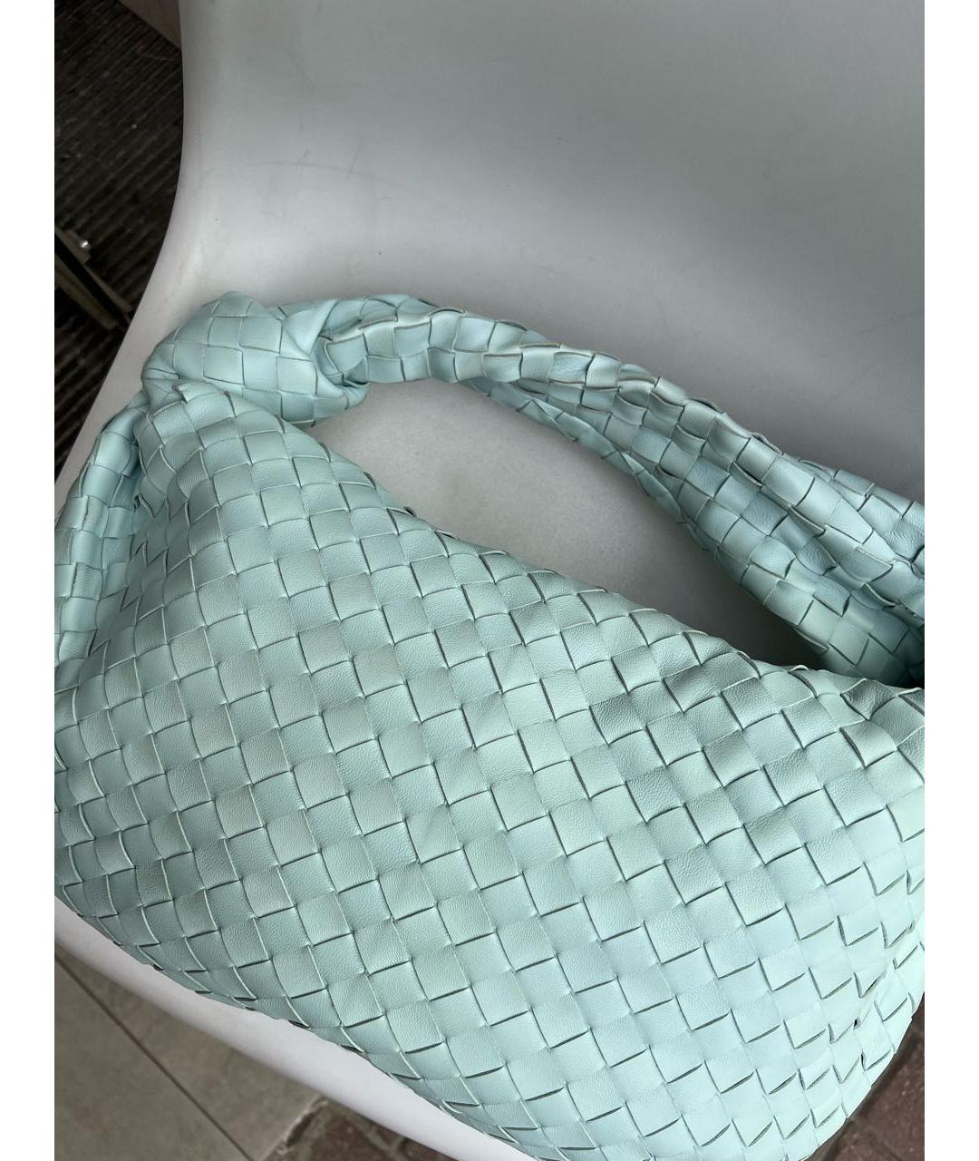 BOTTEGA VENETA Голубая кожаная сумка с короткими ручками, фото 4