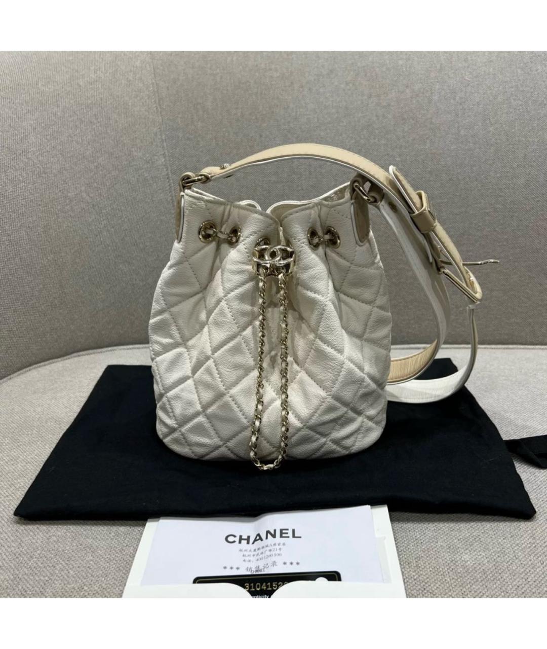 CHANEL Белая кожаная сумка через плечо, фото 6