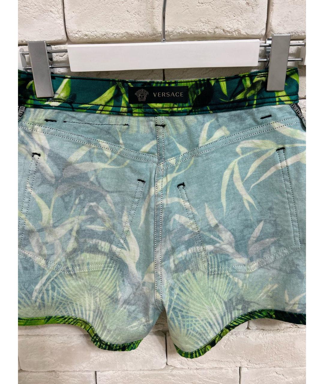 VERSACE Зеленые хлопко-эластановые шорты, фото 3
