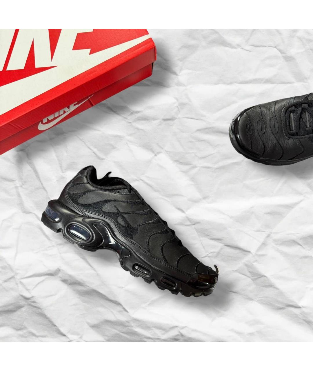 NIKE Черные кожаные низкие кроссовки / кеды, фото 5