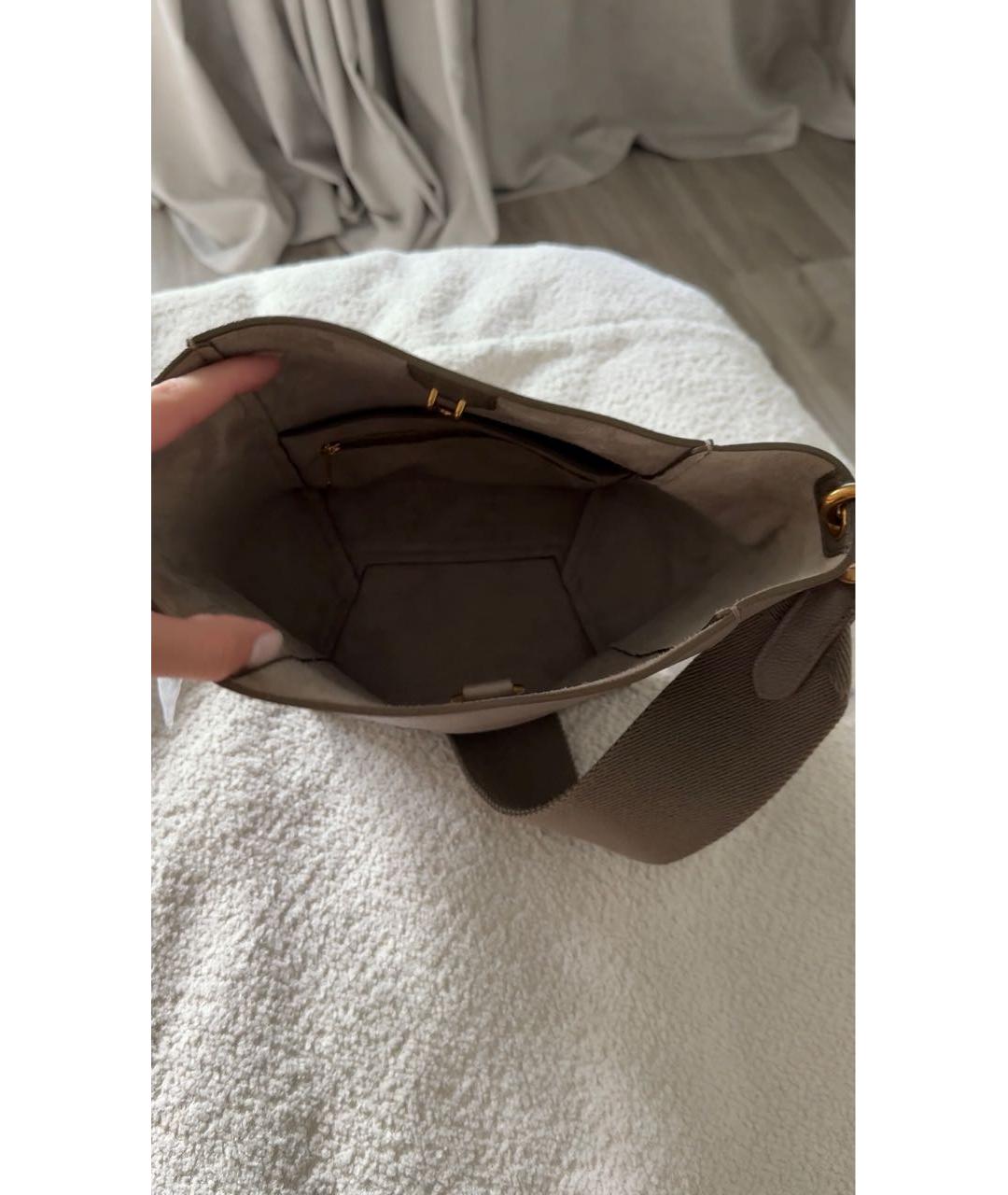 CELINE Бежевая кожаная сумка через плечо, фото 4
