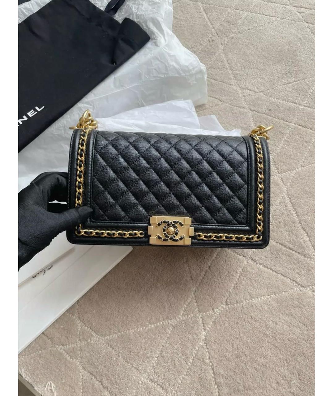 CHANEL Черная кожаная сумка через плечо, фото 6