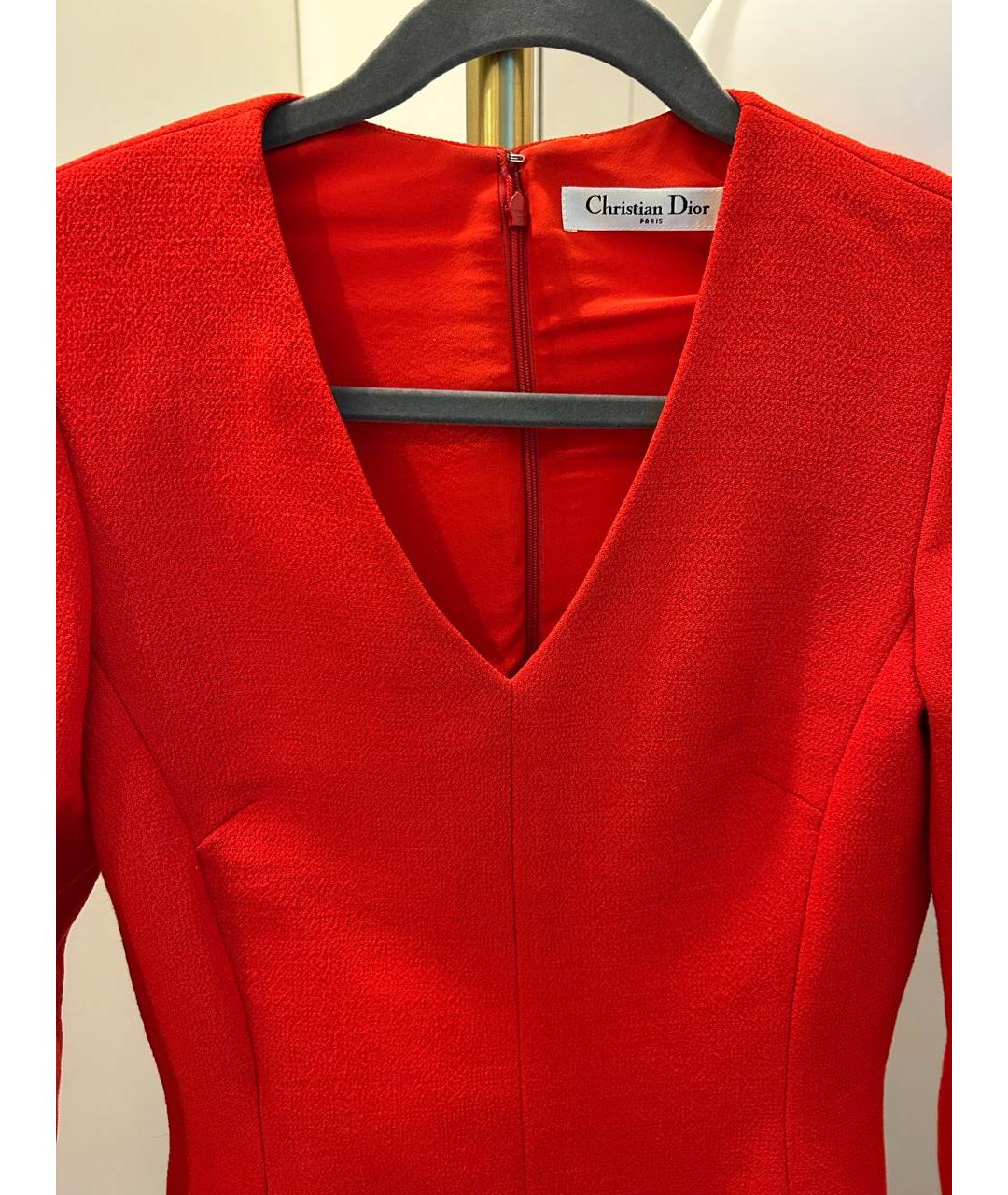 CHRISTIAN DIOR Красное шерстяное повседневное платье, фото 3
