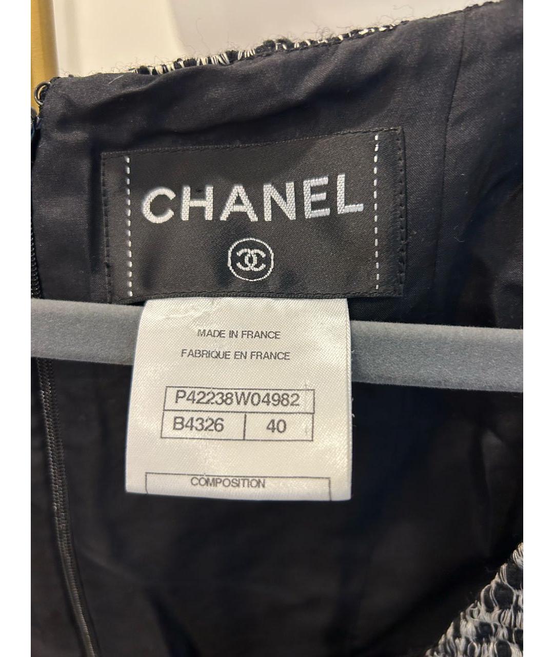CHANEL Антрацитовое шерстяное повседневное платье, фото 3