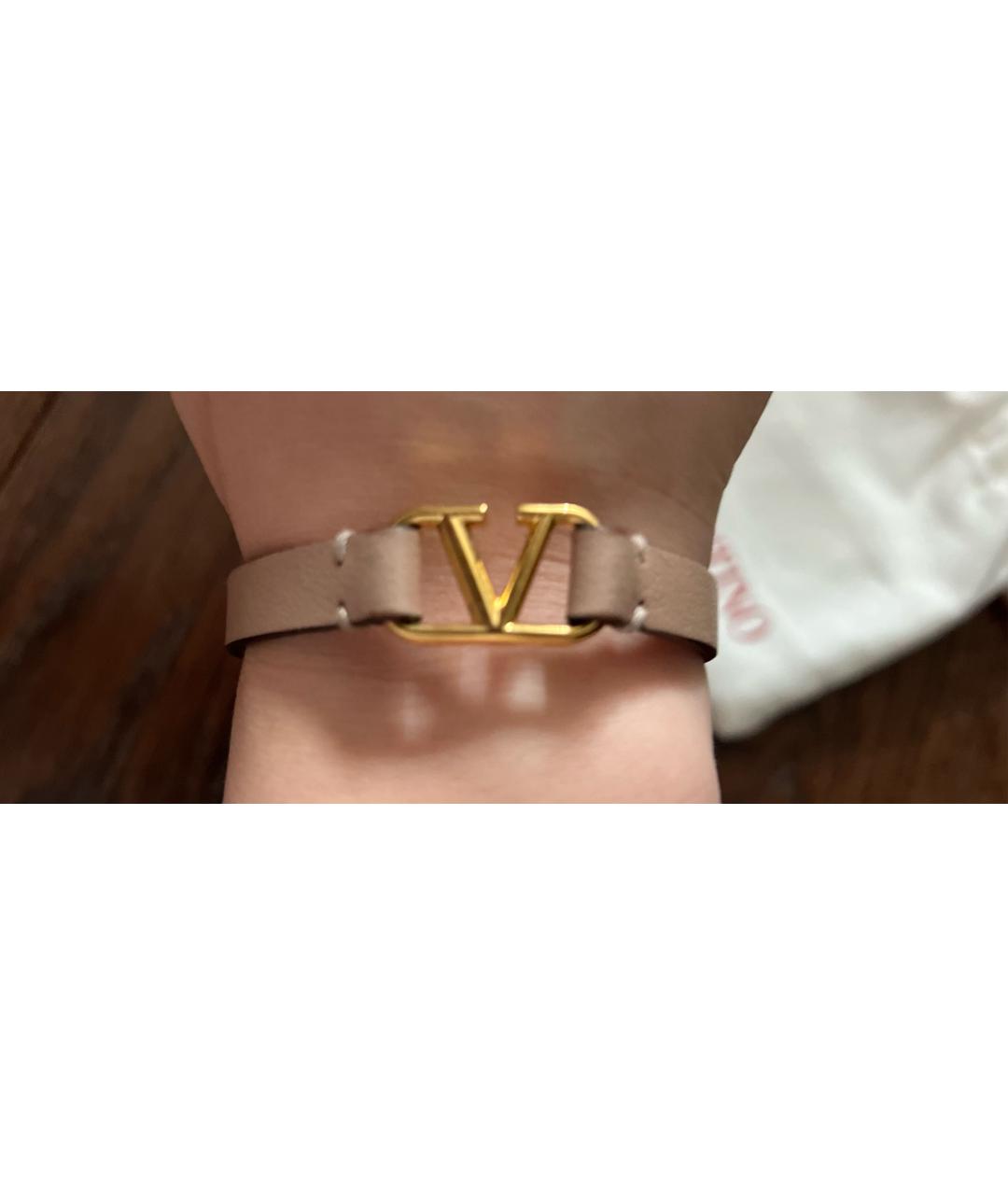 VALENTINO Бежевый кожаный браслет, фото 4