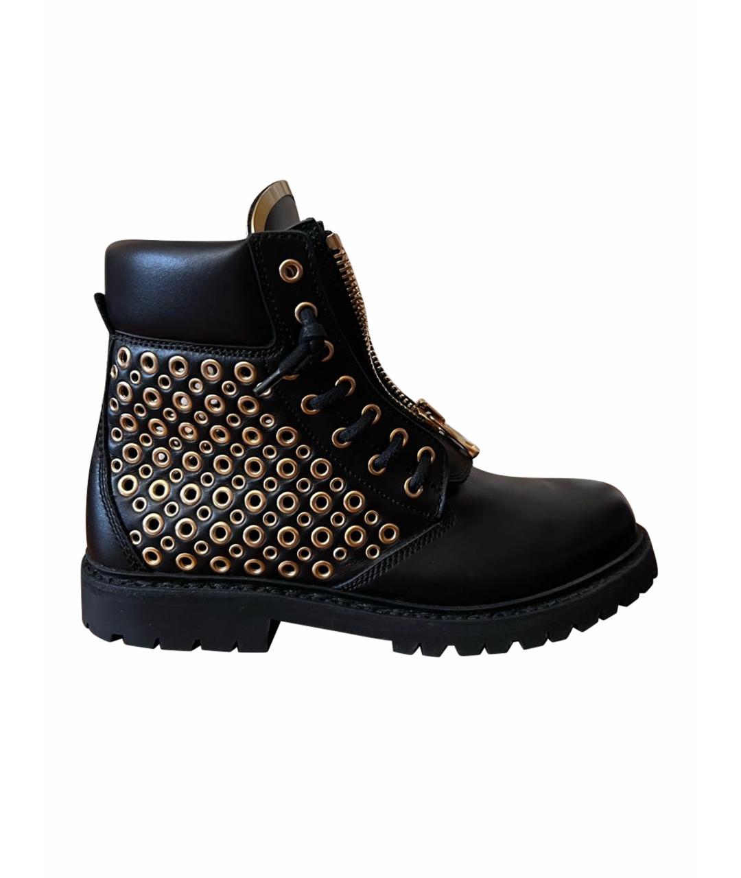 BALMAIN Черные кожаные ботинки, фото 1