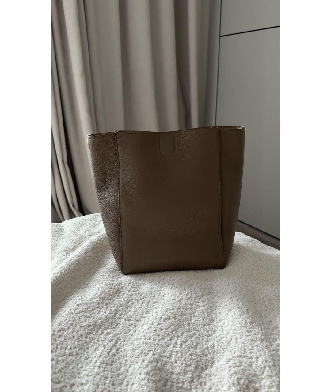 CELINE Бежевая кожаная сумка тоут, фото 3