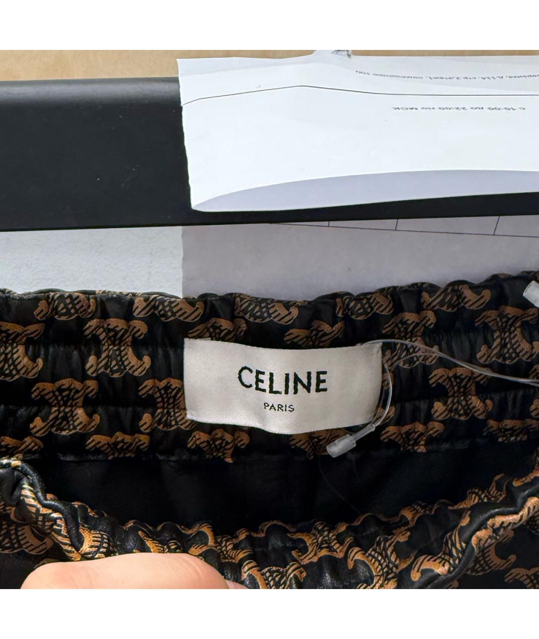 CELINE Коричневые кожаные шорты, фото 4