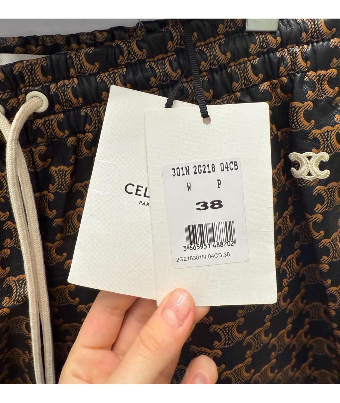 CELINE Коричневые кожаные шорты, фото 2