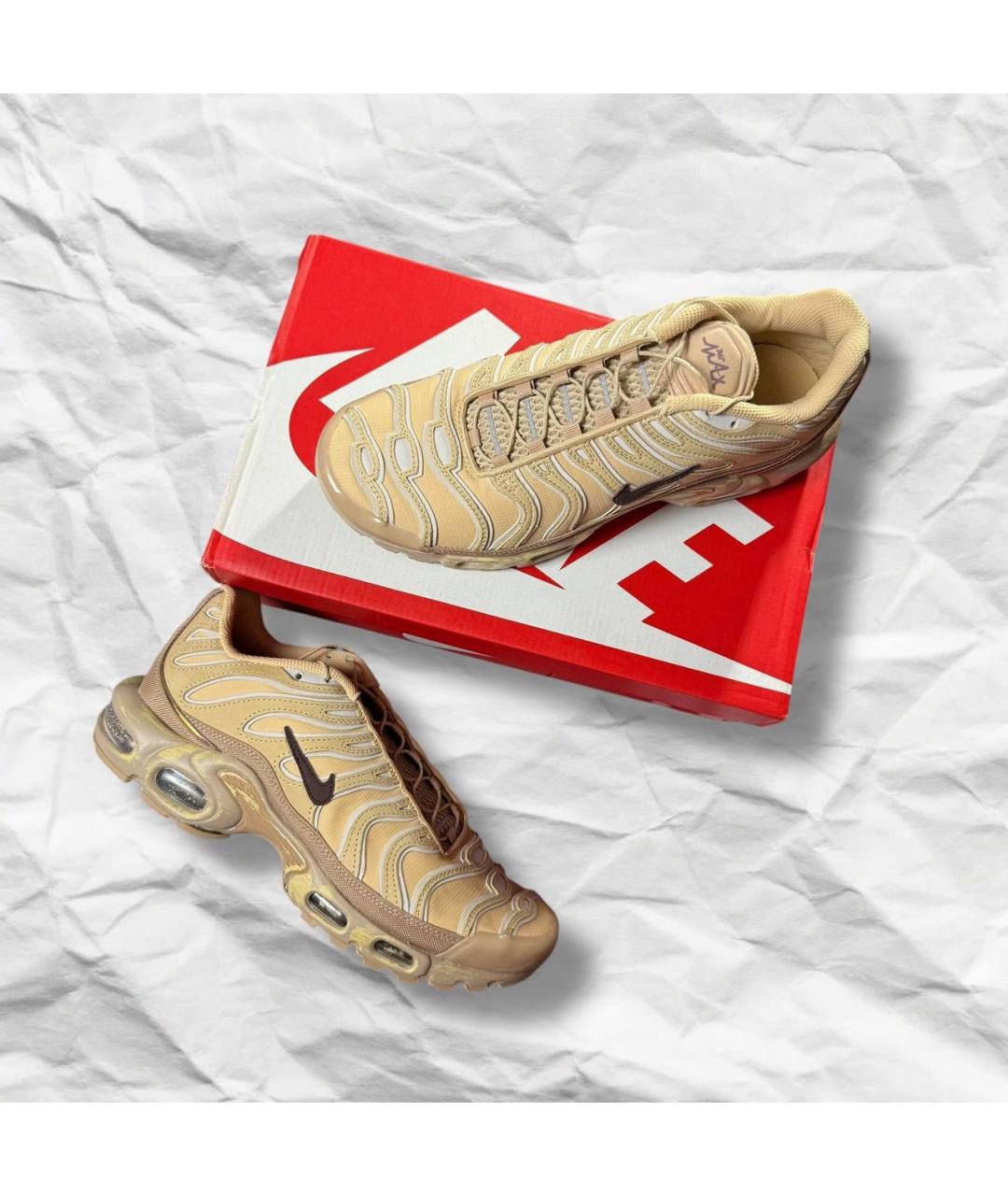 NIKE Бежевые кожаные низкие кроссовки / кеды, фото 2