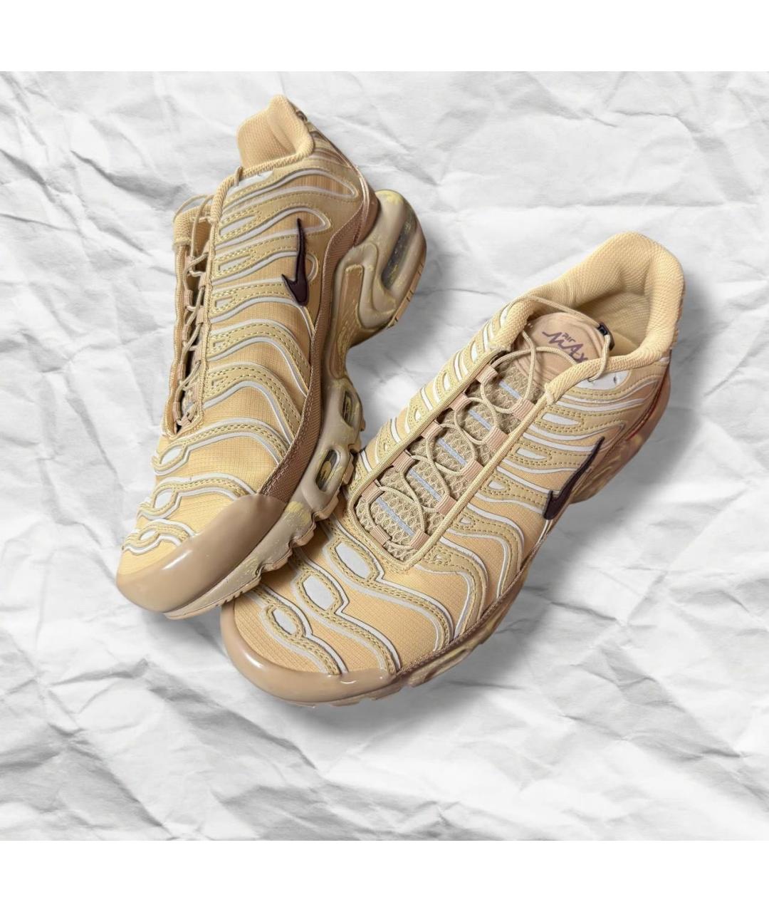 NIKE Бежевые кожаные низкие кроссовки / кеды, фото 5
