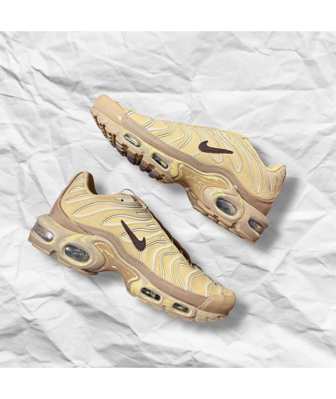 NIKE Бежевые кожаные низкие кроссовки / кеды, фото 4
