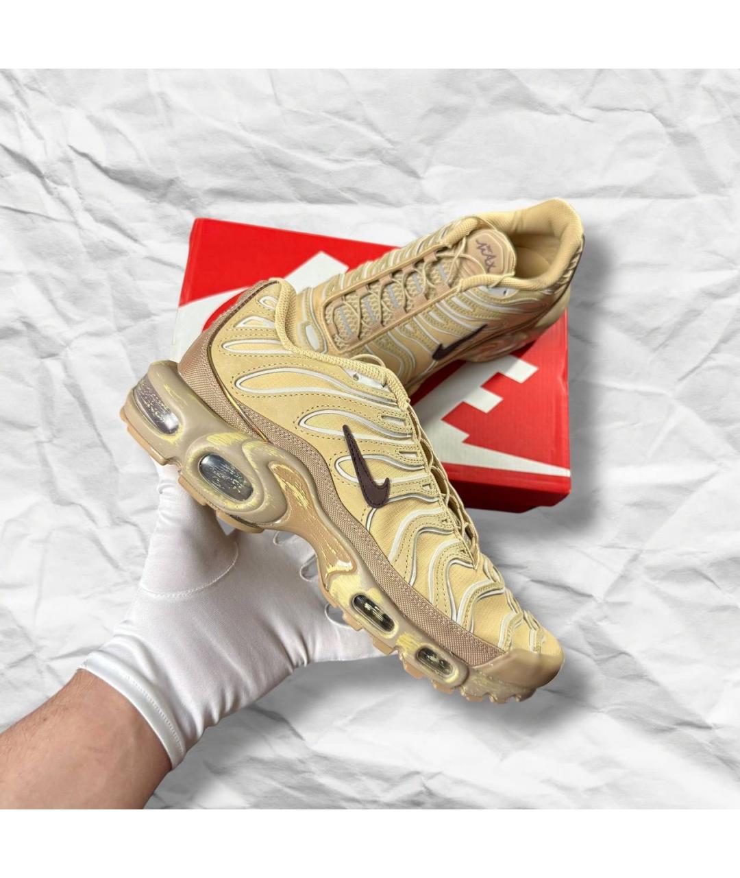 NIKE Бежевые кожаные низкие кроссовки / кеды, фото 9