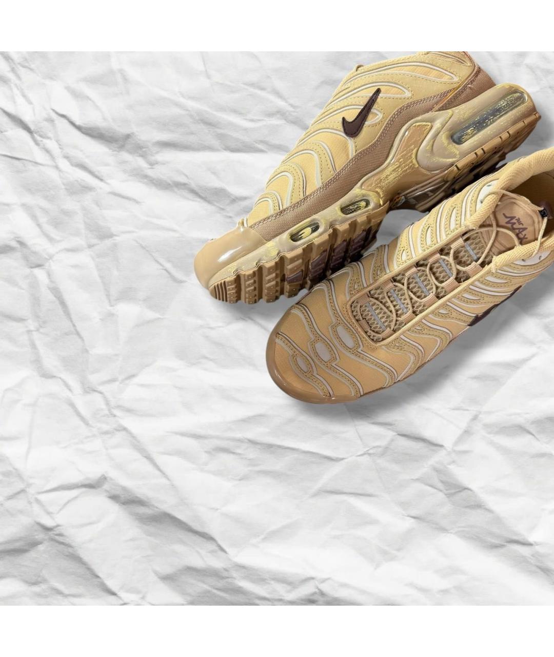 NIKE Бежевые кожаные низкие кроссовки / кеды, фото 8