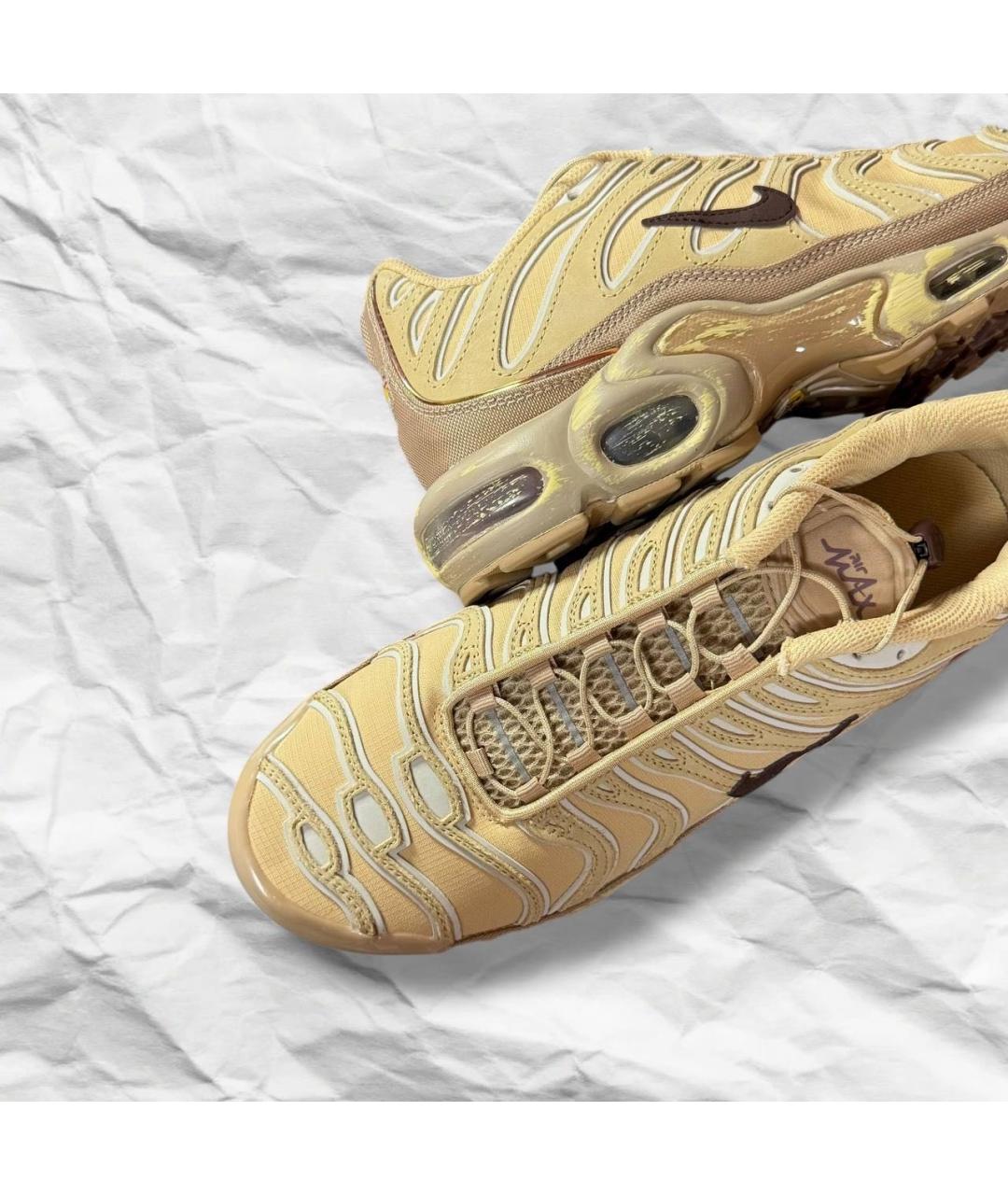 NIKE Бежевые кожаные низкие кроссовки / кеды, фото 7