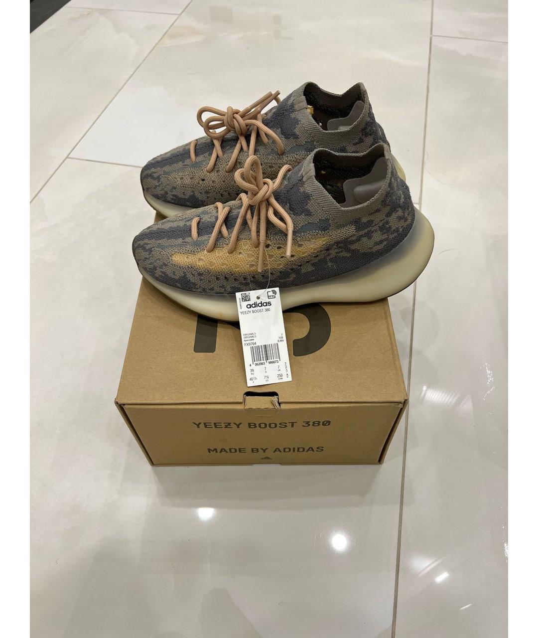 ADIDAS YEEZY Антрацитовые текстильные низкие кроссовки / кеды, фото 7