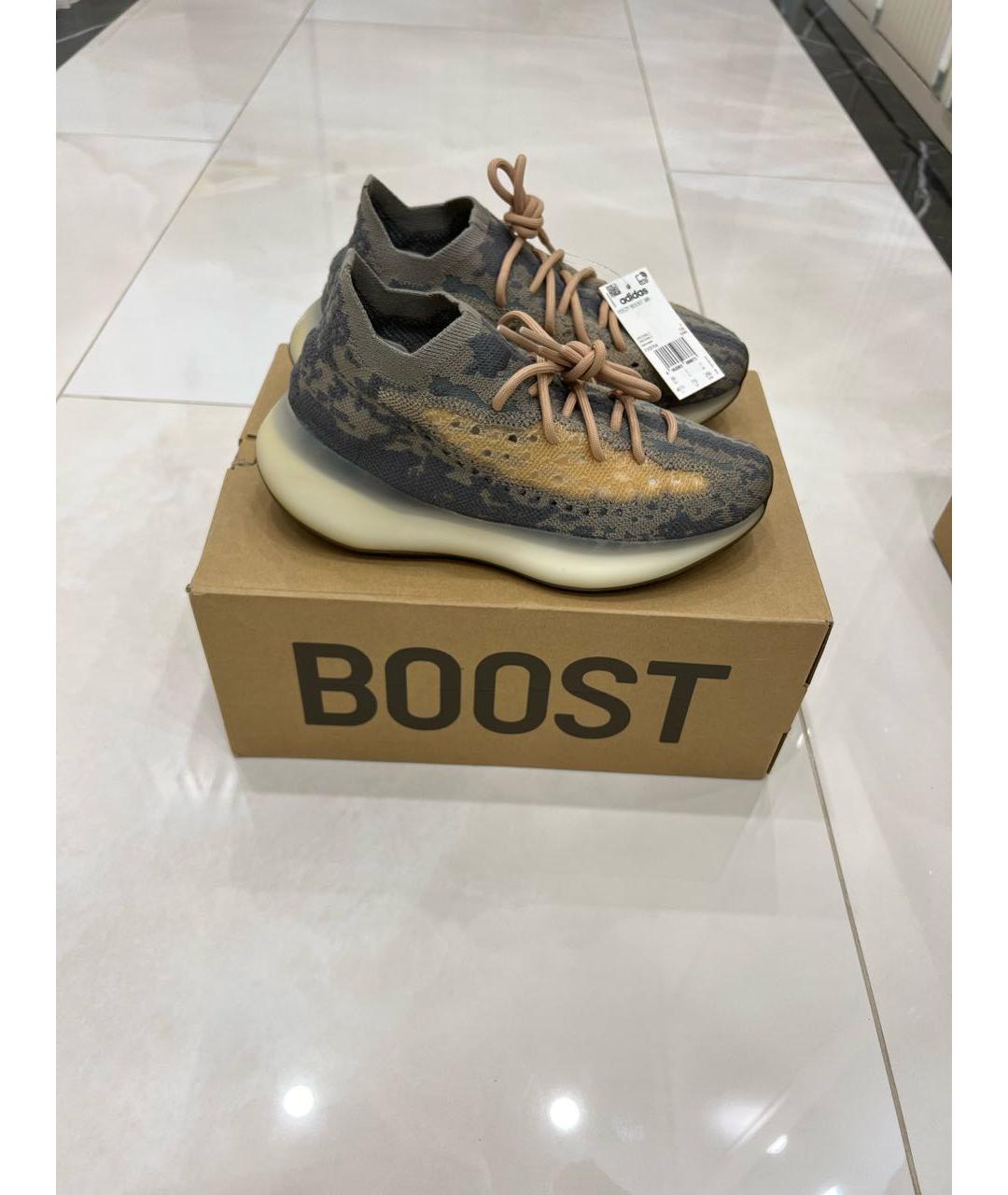 ADIDAS YEEZY Антрацитовые текстильные низкие кроссовки / кеды, фото 8