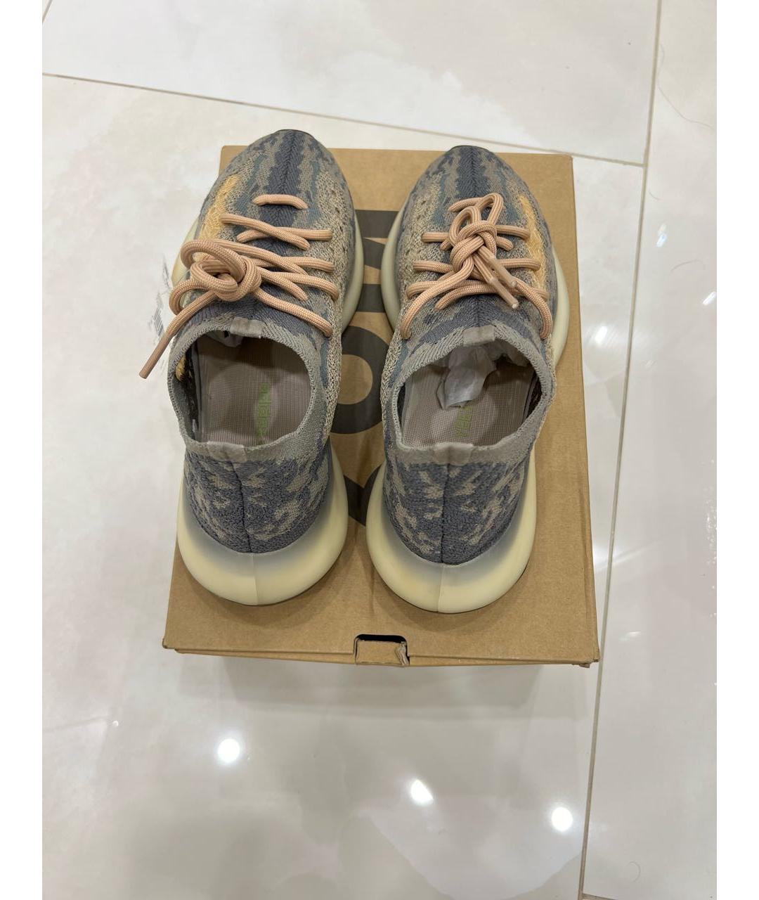 ADIDAS YEEZY Антрацитовые текстильные низкие кроссовки / кеды, фото 3