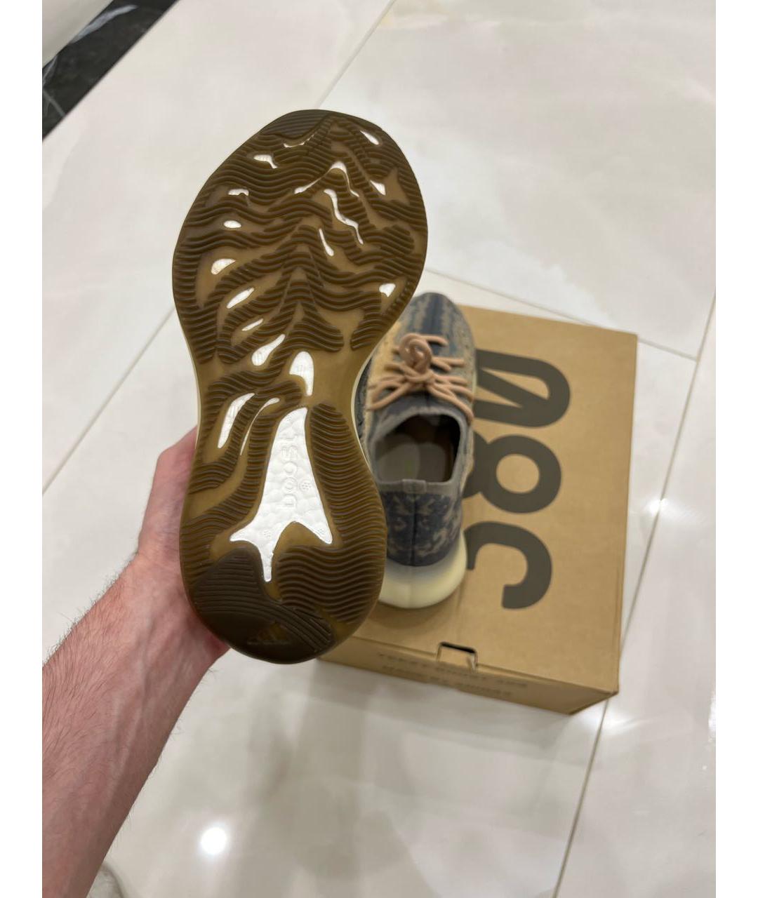 ADIDAS YEEZY Антрацитовые текстильные низкие кроссовки / кеды, фото 6