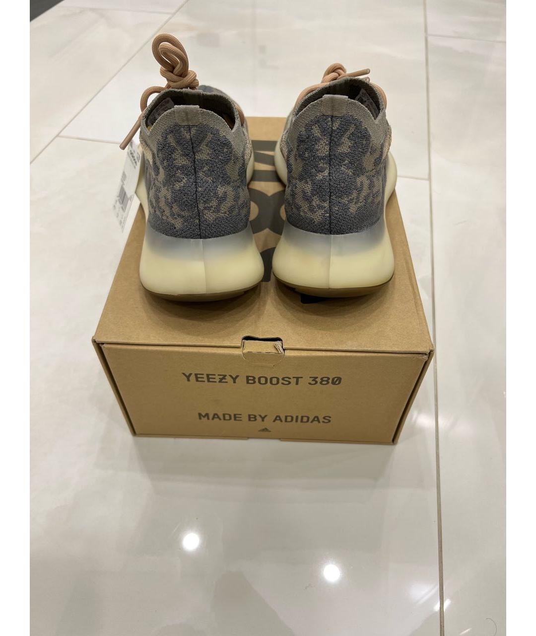 ADIDAS YEEZY Антрацитовые текстильные низкие кроссовки / кеды, фото 4